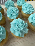 Vanilla Cupcakes with blue frosting